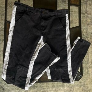 AMERICAN STITCH Black x White Striped Denim Men’s Skinny Fit Cigarette Pants 35